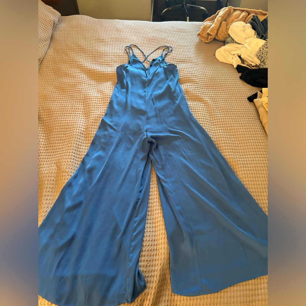 Women’s silk strappy colbalt blue romper, Brand: Zara, Size: Small